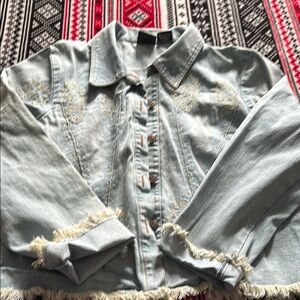 Light Blue Denim Jacket with Embroidery